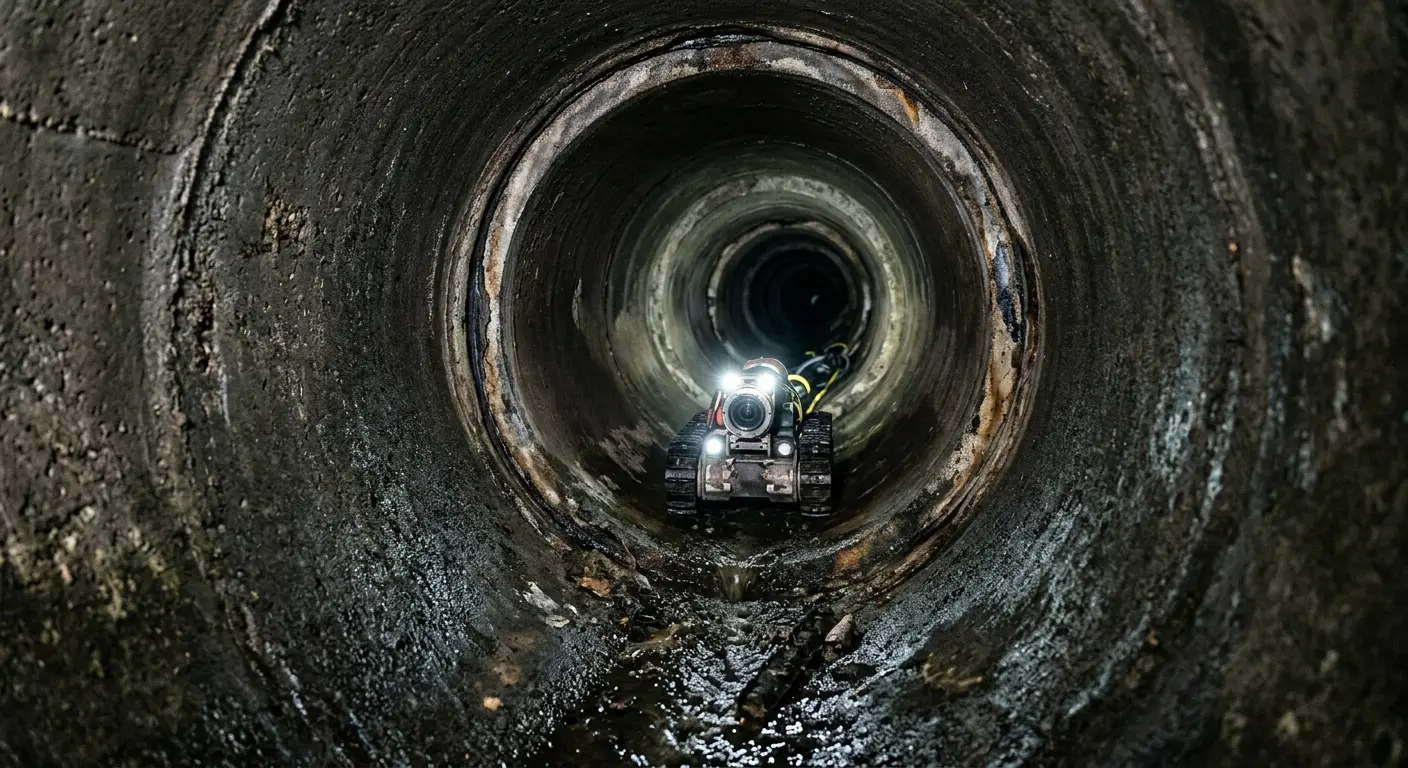 Robotic sewer camera inspecting pipe interior for Sewer Line Repair in Mount Vernon